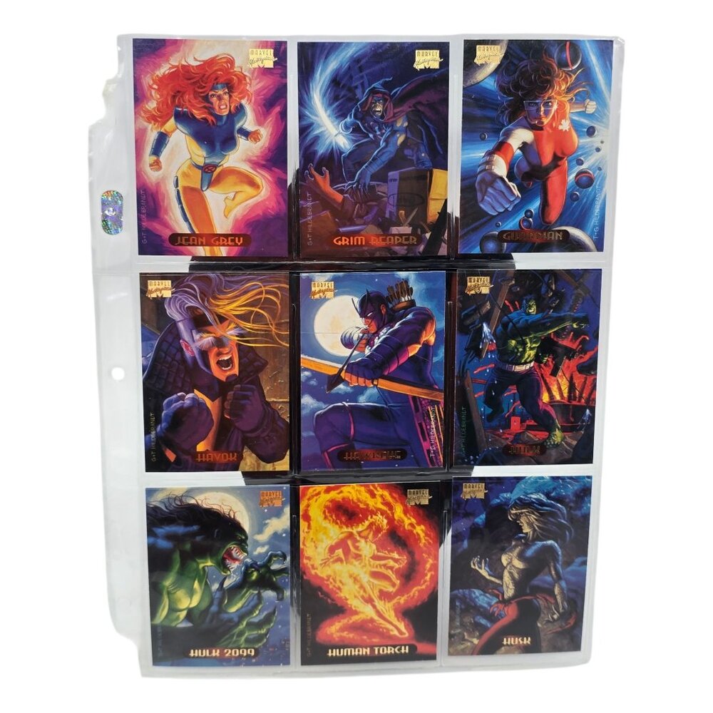 Marvel Masterpieces 1993 Trading Cards Featuring Jean Grey Hulk 2099 Human Torch